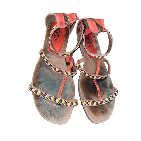 Pikolinos Women's Beaded Back Zip T-Strap Made In Spain Sandals Size 11 - Picture 3 of 5